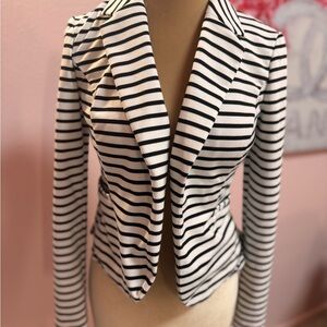 Maison Jules Classic Black and White Striped Women's Blazer